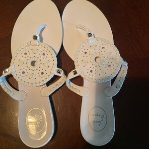 Jack Rogers Cream Sandals with Stud Details